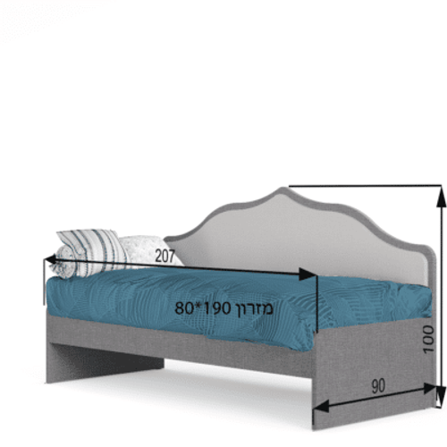 מיטת יחיד דגם 10 V1 גב מעוצב