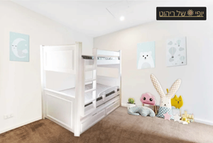 מיטת קומותיים עץ מלא דגם שי עם פרופיל