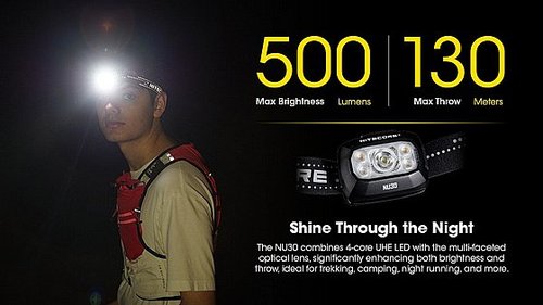 פנס ראש נטען 500 לומן NU30 מבית NITECORE