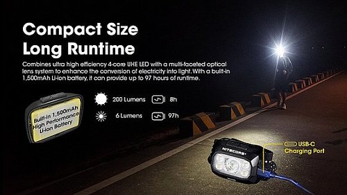 פנס ראש נטען 500 לומן NU30 מבית NITECORE