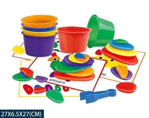 משחק חלוקי קשת לפועות מכילה 63 חלקים, צעצועי פיתוח מונטסורי ,חינוך לגיל הרך פעילות- התפתחות הילד - לגן ולבית מבית HC 
