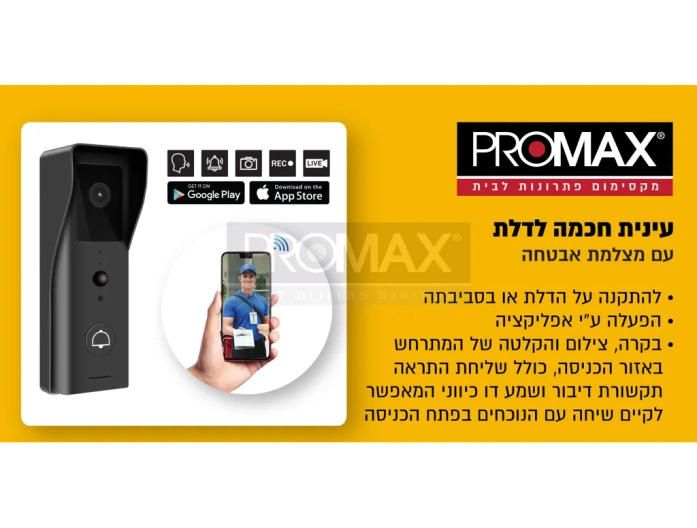 עינית חכמה לדלת עם מצלמת אבטחה פרומקס 590110
