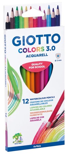 12 עפרונות אקוורל צבעוניים Giotto  COLORS 3.0 ACQUARELL