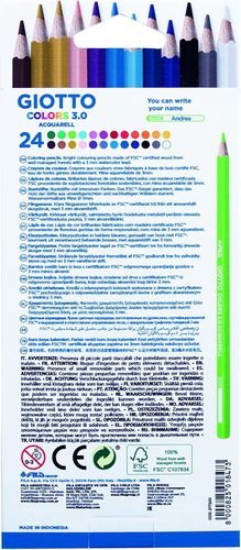 24 עפרונות אקוורל צבעוניים Giotto  COLORS 3.0 ACQUARELL