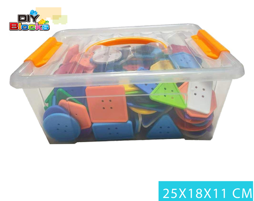משחק השחלת כפתורים בצורות גיאומיטרית בקופסא מכילה 191 חלקים- משחקי הרכבה - התפתחות הילד - לגן ולבית / מבית HC    
