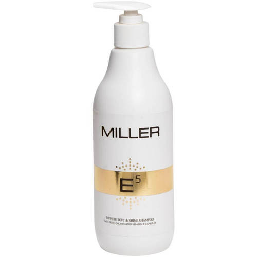 שמפו ללא מלחים MILLER E5 מועשר בקרטין מסדרת גולד מילר 500 מ
