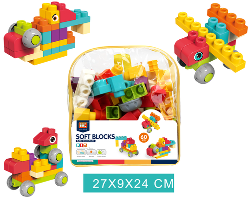 קוביות הרכבה סופט 60 חלקים תיק 