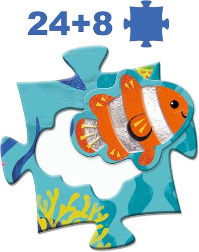 פאזל רצפה עולם המים 24 חלקים + 8 חלקי מישוש