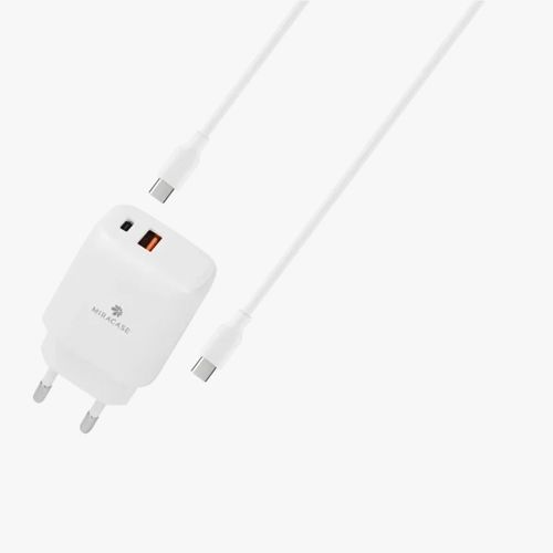 מטען קיר MIRACASE TYPE C TO TYPE C CABLE 18W+20W MWC20 לבן