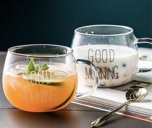 ספל זכוכית 400ml  - Good Morning