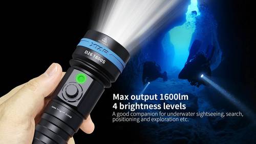 פנס צלילה נטען XTAR D26 1600S 
