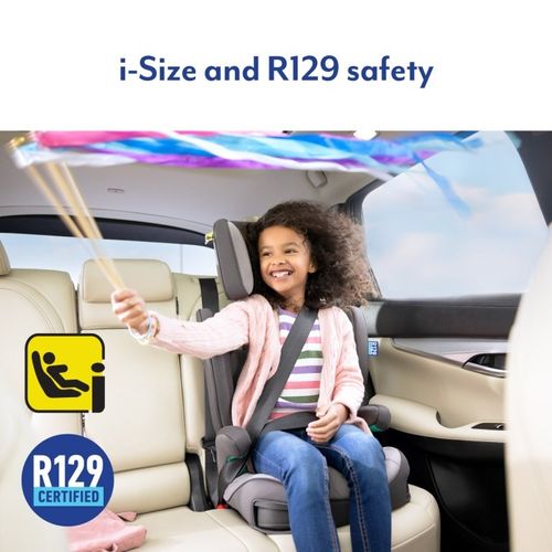 בוסטר גב לילדים אפיקס Affix R129 עם חיבור איזופיקס וריפוד עבה במיוחד - אפור IRON