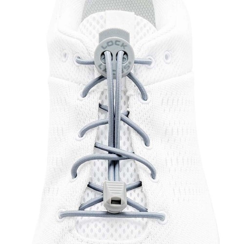 Locklaces - Gray Solid - שרוכי גומי בצבע אפור