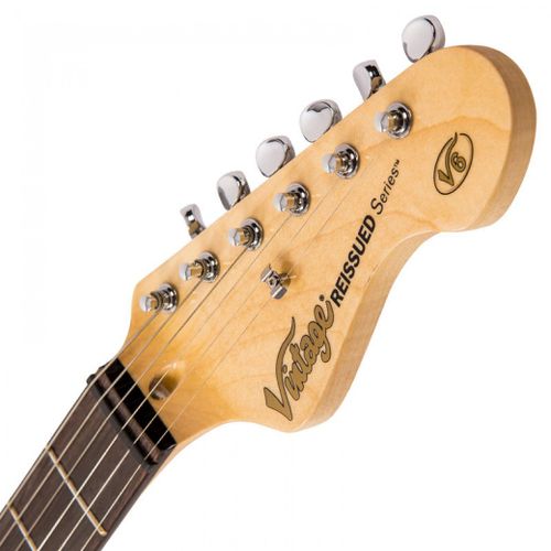 זוית נוספת Vintage V6 Reissued Electric Guitar ~ Candy Apple Blue