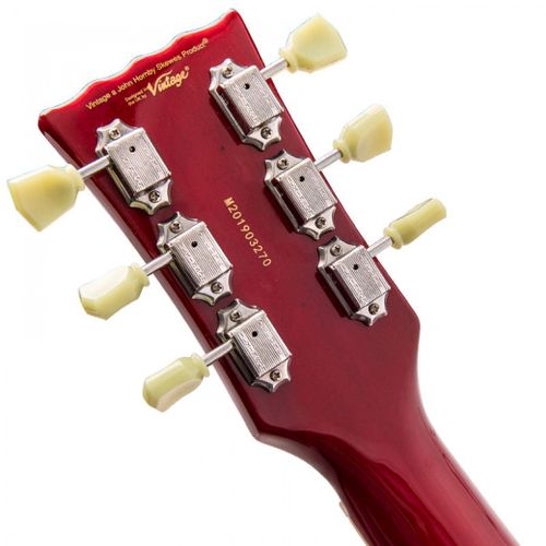 זוית נוספת Vintage V100TWR Reissued Electric Guitar - Flamed Trans Wine Red