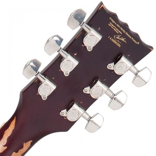 זוית נוספת Vintage V100 ICON Electric Guitar ~ Left Hand Distressed 'Lemon Drop'