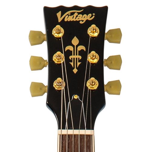 זוית נוספת Vintage V100M Mini Double Coil ReIssued Electric Guitar ~ Gun Hill Blue