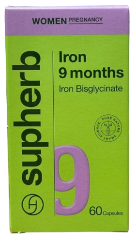 iron 9 months | ברזל 9 חודשים | מכיל 60 כמוסות |  סופהרב | SUPHERB