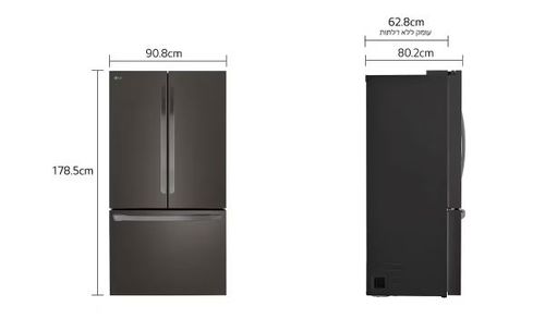 מקרר 3 דלתות 750 ליטר LG אל ג`י דגם GR-B278SE