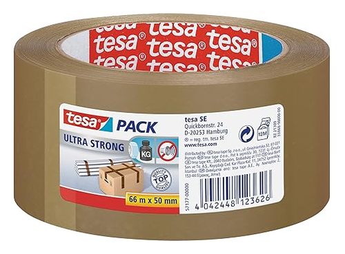 גליל סרט דבק אריזה חזק מאוד, חום TESA ULTRA STRONG 