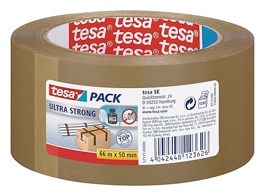גליל סרט דבק אריזה חזק מאוד, חום TESA ULTRA STRONG 
