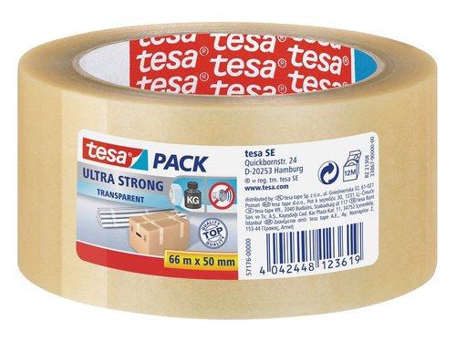 גליל סרט דבק אריזה חזק מאוד, שקוף TESA ULTRA STRONG 