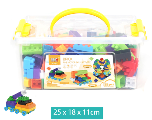 קוביות הרכבה בקופסה 182 חלקים  - משחקי הרכבה - התפתחות הילד - לגן ולבית / מבית HC 