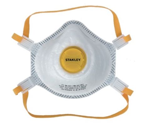 STANLEY FFP3V - נשמית חד פעמית להגנה מאבק, חלקיקים, רסס ואדים רעילים תקן EN149 - מארז 5 יחידות