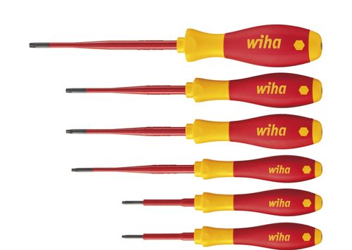 WIHA 36558 - סט 6 מברגים SoftFinish מקצועי קצה דק לחשמלאים T8-T25