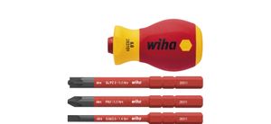 WIHA 41230 - מברג בולדוג מקצועי ראש מתחלף slimVario לחשמלאים כולל 3 ראשים שטוח+פיליפס (PH & SL/PZ)