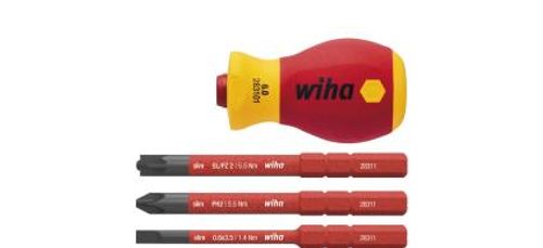 WIHA 41230 - מברג בולדוג מקצועי ראש מתחלף slimVario לחשמלאים כולל 3 ראשים שטוח+פיליפס (PH & SL/PZ)
