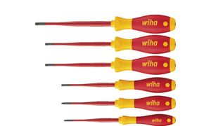 WIHA 41245 - סט 6 מברגים SoftFinish מקצועי קצה דק לחשמלאים טורקס עם חור T10-T40