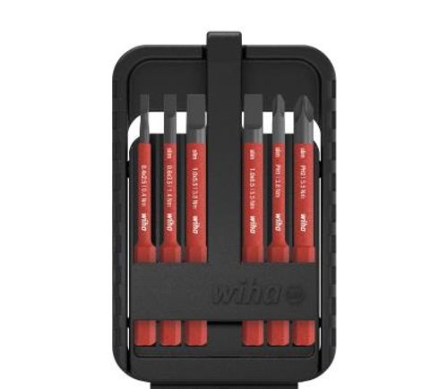 WIHA 43159 - סט 6 ביטים מקצועיים שטוח+פיליפס (PH) דקים SlimBit לחשמלאים כולל מחזיק