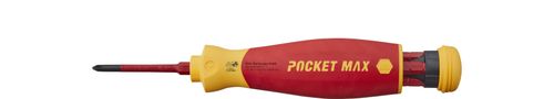WIHA 45296 - מברג מקצועי ראש מתחלף PocketMax לחשמלאים כולל 4 ראשים שטוח+פיליפס (PH & SL/PZ)