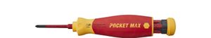 WIHA 45296 - מברג מקצועי ראש מתחלף PocketMax לחשמלאים כולל 4 ראשים שטוח+פיליפס (PH & SL/PZ)