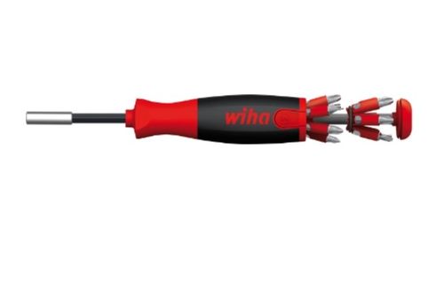WIHA 38606 - מברג מקצועי כולל מחסנית LiftUp עם 12 ביטים (שטוח+פיליפס+פוזידרייב+טורקס+אלן)