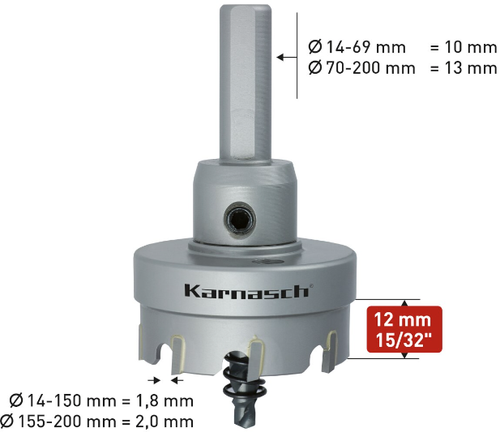 KARNASCH - מקדח כוס שיני וידיה קוטר 110 מ