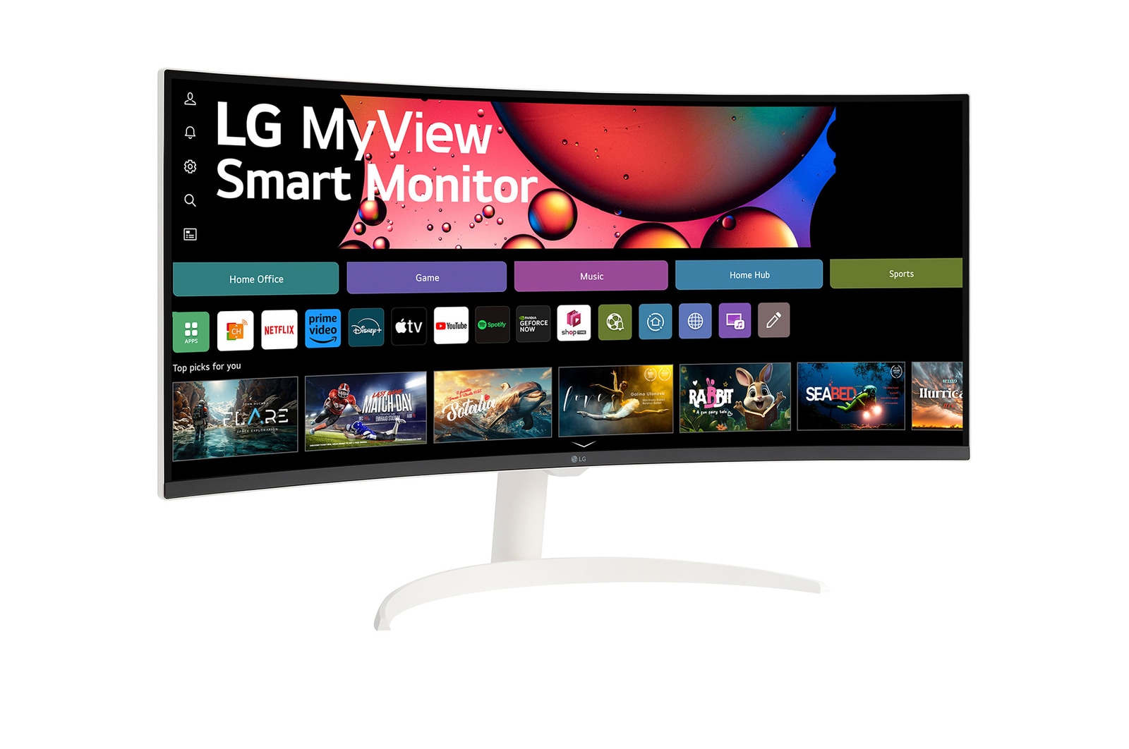 מסך מחשב LG MyView Smart 34” 21:9 Curved WQHD 34SR65QC-W + שלט מג