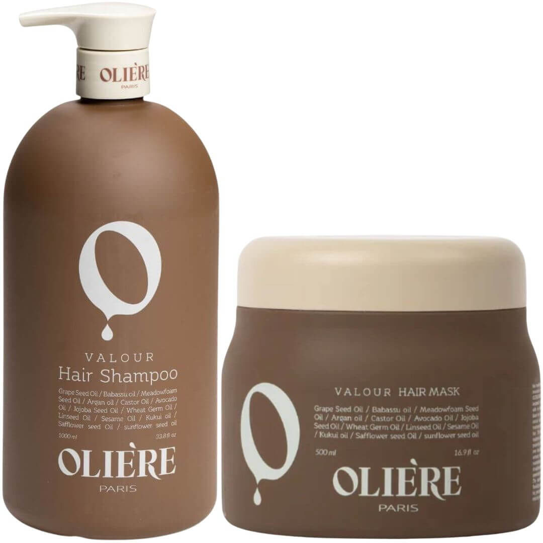 מארז שמפו + מסכה לשיער לאחר החלקה OLIERE לשימור פעולת ההחלקה לאורך זמן אולייר