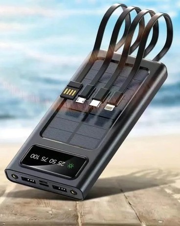 מטען נייד סולארי כולל כבלים מובנים ופנס GPLUS 10000mAh
