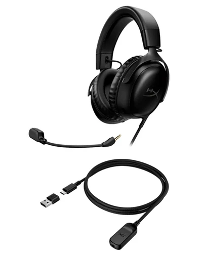 אוזניות גיימינג חוטיות HyperX Cloud III USB 7.1 - שחור