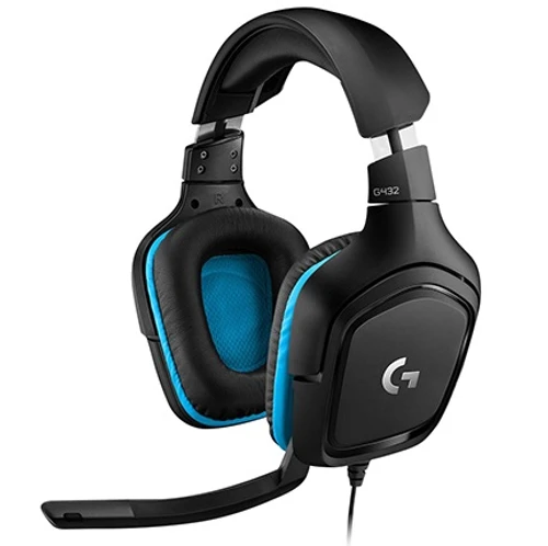 אוזניות גיימינג Logitech G432 7.1 עם מיקרופון בצבע שחור