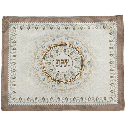 כיסוי חלה בד מהודר מודפס חום