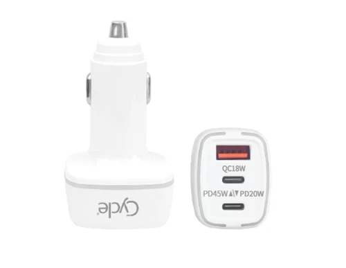 מטען לטלפון לרכב QC PD 65W טעינה מהירה עם 2 יציאות USB-C ויציאת USB-A מבית CYCLE 
