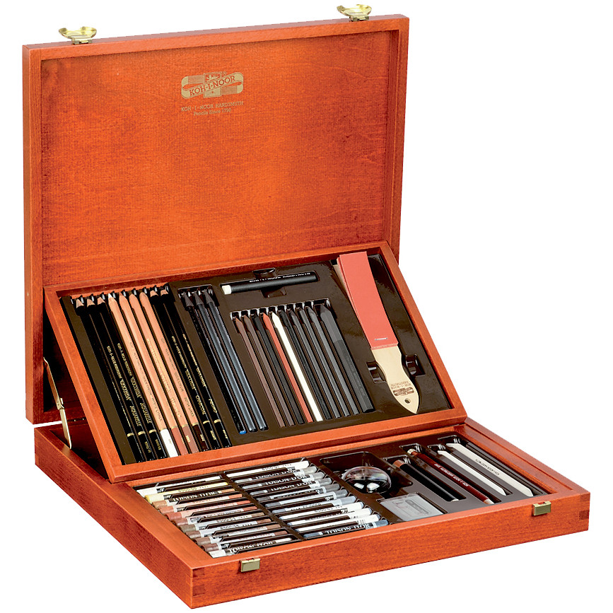 ערכת רישום יקרתית בקופסת עץ  8896 DRAWING SET -LARGE 