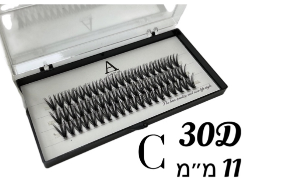 ריסי משי 30D גודל 11 מ”מ אמור
