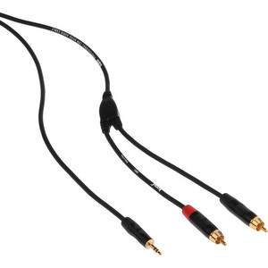 כבל מונחת Gershoni 1/8" Stereo Mini to Dual RCA Y-Cable 1.5M -30db