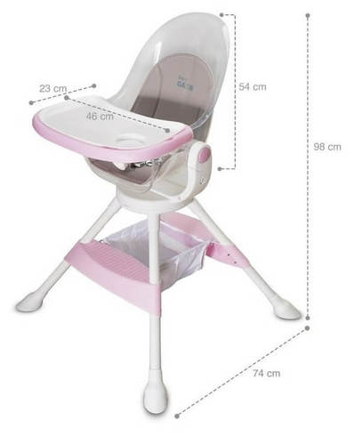 כיסא אוכל Vision מסתובב אפור מבית Baby Michel עם ריפוד נשלף