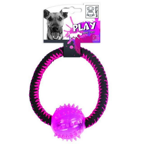 אמ פטס M-Pets צעצוע לכלב טבעת חבל עם כדור גומי דנטלי