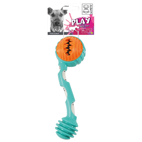 אמ פטס M-Pets לכלב מקל גומי עם חבל ומקום לחטיפים מצפצף וגמיש